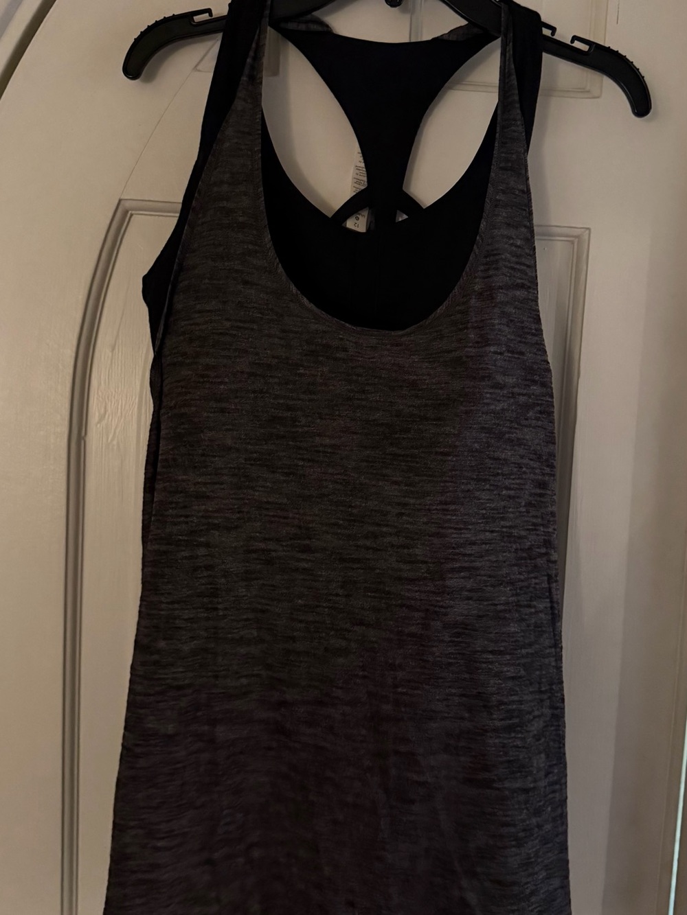 BRAND NWT LULULEMON 2 IN 1 BLACK &  & GRAY TANK TOP W/SPORTS BRA, SIZE 12